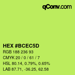 颜色代码: HEX #BCEC5D | qconv.com