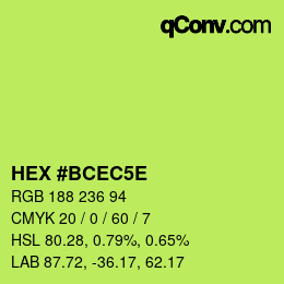 Code couleur: HEX #BCEC5E | qconv.com