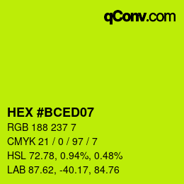 颜色代码: HEX #BCED07 | qconv.com