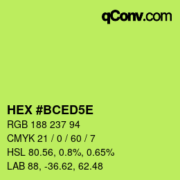 Color code: HEX #BCED5E | qconv.com