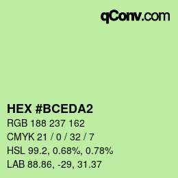 颜色代码: HEX #BCEDA2 | qconv.com