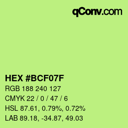 Color code: HEX #BCF07F | qconv.com