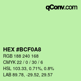 カラーコード: HEX #BCF0A8 | qconv.com