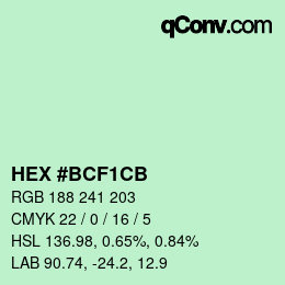 Color code: HEX #BCF1CB | qconv.com