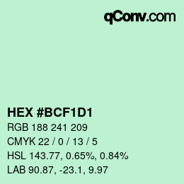 Color code: HEX #BCF1D1 | qconv.com
