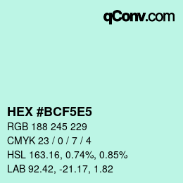 Color code: HEX #BCF5E5 | qconv.com