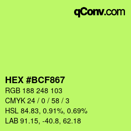 Color code: HEX #BCF867 | qconv.com