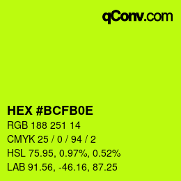 Color code: HEX #BCFB0E | qconv.com
