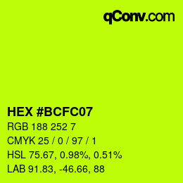 Color code: HEX #BCFC07 | qconv.com