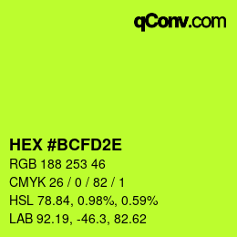 Color code: HEX #BCFD2E | qconv.com