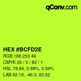 カラーコード: HEX #BCFD2E | qconv.com