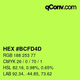 カラーコード: HEX #BCFD4D | qconv.com