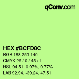 Color code: HEX #BCFD8C | qconv.com