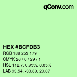 Color code: HEX #BCFDB3 | qconv.com