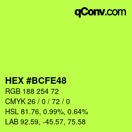 Color code: HEX #BCFE48 | qconv.com