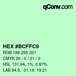 Color code: HEX #BCFFC9 | qconv.com