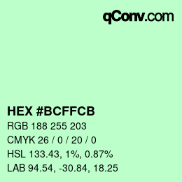 Color code: HEX #BCFFCB | qconv.com