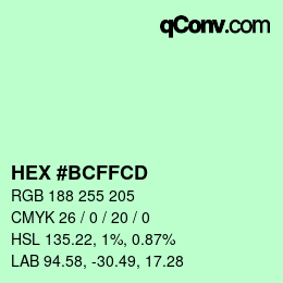 Color code: HEX #BCFFCD | qconv.com