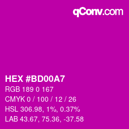Código de color: HEX #BD00A7 | qconv.com