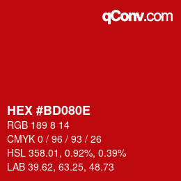 Color code: HEX #BD080E | qconv.com