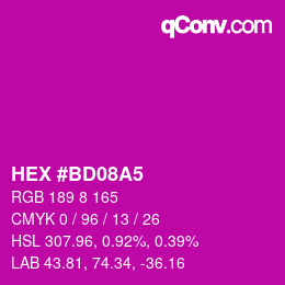 Farbcode: HEX #BD08A5 | qconv.com