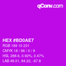 颜色代码: HEX #BD0AE7 | qconv.com