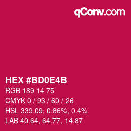 Color code: HEX #BD0E4B | qconv.com