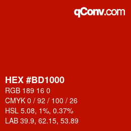 カラーコード: HEX #BD1000 | qconv.com
