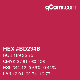 カラーコード: HEX #BD234B | qconv.com