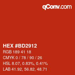 Color code: HEX #BD2912 | qconv.com