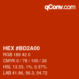 Color code: HEX #BD2A00 | qconv.com
