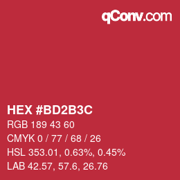 Color code: HEX #BD2B3C | qconv.com