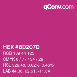 颜色代码: HEX #BD2C7D | qconv.com