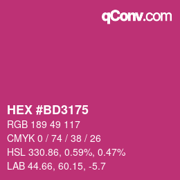 カラーコード: HEX #BD3175 | qconv.com