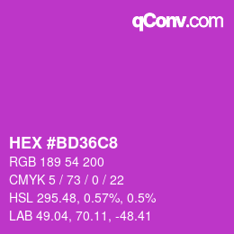 颜色代码: HEX #BD36C8 | qconv.com