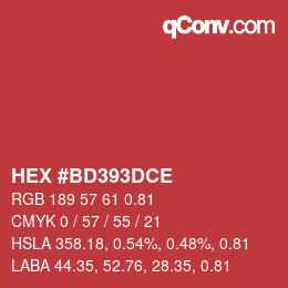 Farbcode: HEX #BD393DCE | qconv.com