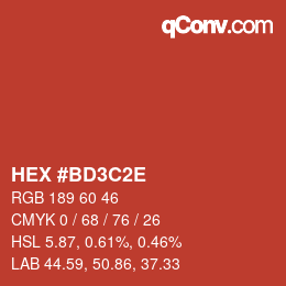 Color code: HEX #BD3C2E | qconv.com