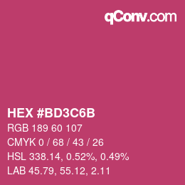 Color code: HEX #BD3C6B | qconv.com