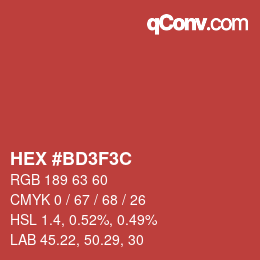 Color code: HEX #BD3F3C | qconv.com