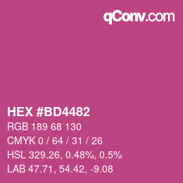 カラーコード: HEX #BD4482 | qconv.com