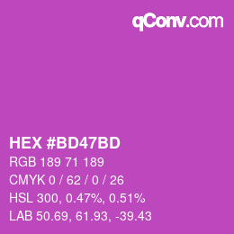 颜色代码: HEX #BD47BD | qconv.com