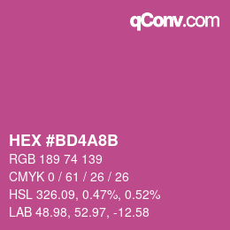 カラーコード: HEX #BD4A8B | qconv.com
