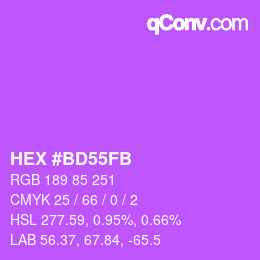 カラーコード: HEX #BD55FB | qconv.com