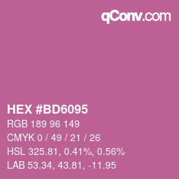 颜色代码: HEX #BD6095 | qconv.com