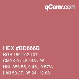 颜色代码: HEX #BD666B | qconv.com