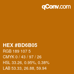 颜色代码: HEX #BD6B05 | qconv.com