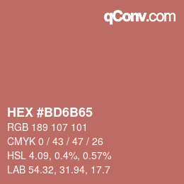 Color code: HEX #BD6B65 | qconv.com