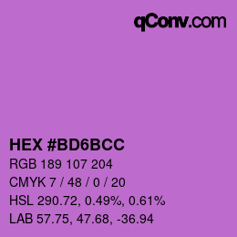 カラーコード: HEX #BD6BCC | qconv.com