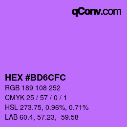 颜色代码: HEX #BD6CFC | qconv.com