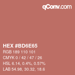 Color code: HEX #BD6E65 | qconv.com